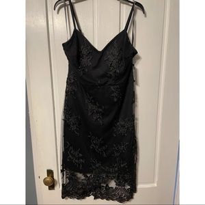 Guess black lace asymmetrical cocktail dress